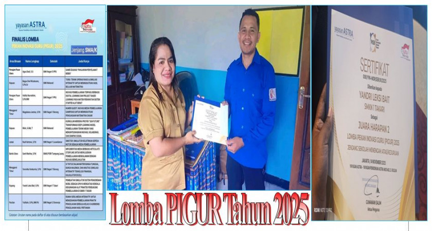 SMKN 1 TAKARI RAIH JUARA HARAPAN 2 DALAM LOMBA PEKAN INOVASI GURU (PIGUR) TAHUN  2025